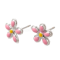 Rack Plating Flower Brass Stud Earrings&nbsp;EJEW-H016-42P