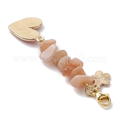 Heart Acrylic & Natural Gemstone Chips Beaded Pendant Decoration&nbsp;HJEW-JM01204