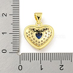 Heart Rack Plating Brass Micro Pave Cubic Zirconia Charms&nbsp;KK-Z053-17G-05