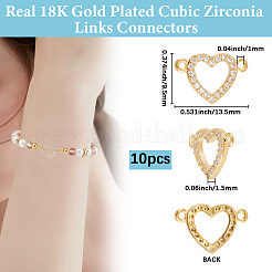 10Pcs Brass Micro Pave Clear Cubic Zirconia Links/Connectors&nbsp;KK-BBC0018-22