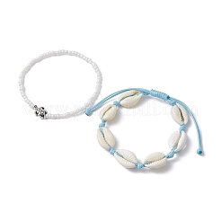 2Pcs 2 Style Glass Seed & Alloy Turtle Beaded Stretch Bracelets Set&nbsp;BJEW-JB09707