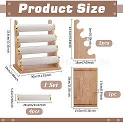 1 Bag 4-Tier Velvet T-Bar Bracelet Organizer Riser Stands with Wooden Base and Alloy Findings&nbsp;ODIS-PH0009-14