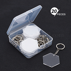 DIY Hexagon Acrylic Blank Pendant Keychain Making Kits&nbsp;DIY-BC0001-61P