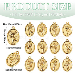 12Pcs 12 Styles 304 Stainless Steel Pendants&nbsp;STAS-TA0005-92