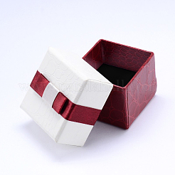 Rectangle Cardboard Ring Boxes with Black Velvet inside & Bowknot&nbsp;X-CBOX-N006-02