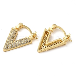Triangle Brass Hoop Earrings with Clear Cubic Zirconia&nbsp;EJEW-Q791-03G