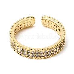 Brass Micro Pave Clear Cubic Zirconia Cuff Open Rings&nbsp;RJEW-Z136-03G