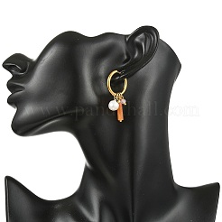 Natural Gemstone and Freshwater Pearl Dangle Earrings&nbsp;EJEW-JE07170