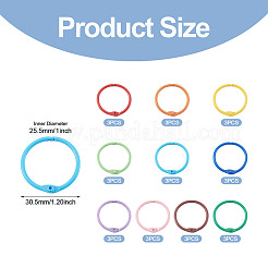 30Pcs 10 Colors Spray Painted Iron Hinged Binder Rings&nbsp;IFIN-TA0001-77