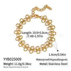 European Style 304 Stainless Steel Four-Leaf Clover Link Chain Bracelets for Women&nbsp;LS-IC5351-2