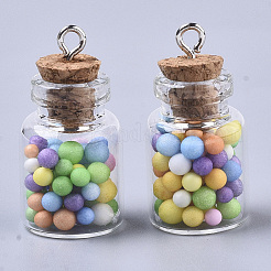 Glass Wishing Bottle Pendant Decorations&nbsp;X-GLAA-N037-01A