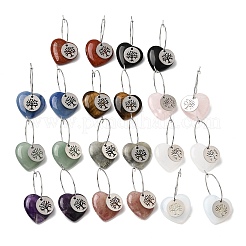 Natural & Synthetic Gemstone & 304 Stainless Steel Hoop Earrings for Women&nbsp;EJEW-G475-05P