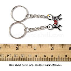 2Pcs 304 Stainless Steel Enamel Keychain&nbsp;KEYC-FS00034-02