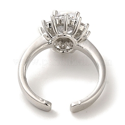Rack Plating Brass Micro Pave Cubic Zirconia Cuff Rings&nbsp;RJEW-H228-01P