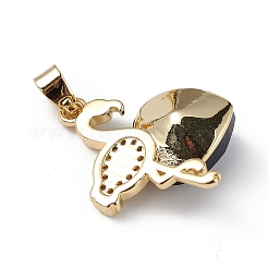 Real 18K Gold Plated Rack Plating Brass Micro Pave Clear Cubic Zirconia Pendants&nbsp;KK-C015-33G-04
