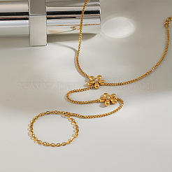 304 Stainless Steel Flower Hand Chain Ring Bracelets for Women&nbsp;NO1550