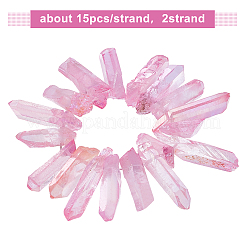 2 Strands Electroplated Natural Quartz Crystal Bead Strands&nbsp;G-OC0002-53B