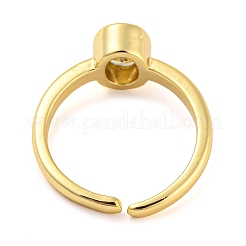 Oval Shape Brass Micro Pave Cubic Zirconia Solitaire Ring&nbsp;RJEW-Q782-03G