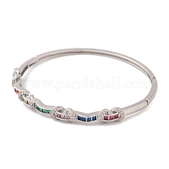 Brass Pave Colorful Glass Hinged Bangles for Women&nbsp;BJEW-S147-21A-P