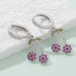 Brass Cubic Zirconia Hoop Earrings&nbsp;EJEW-R016-16P