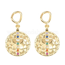 Brass Micro Pave Colorful Cubic Zirconia Dangle Hoop Earrings&nbsp;EJEW-G471-42G