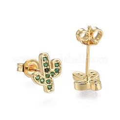 Brass Micro Pave Cubic Zirconia Stud Earrings&nbsp;LS-EJEW-L224-14G