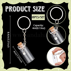 16Pcs Glass Bottle Keychains&nbsp;KEYC-NB00036