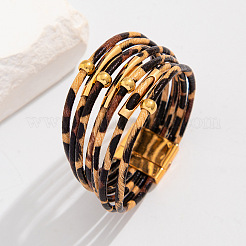Leopard Print Pattern PU Leather Cord Multi-strand Bracelets for Women&nbsp;XT9904