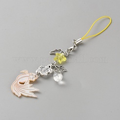 Fish Alloy Acrylic Mobile Straps&nbsp;HJEW-WH0036-125B