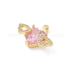 Brass Micro Pave Clear Cubic Zirconia Pendants&nbsp;KK-R213-20G