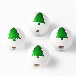 Painted Natural Wood Beads&nbsp;WOOD-N006-174