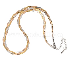Unisex 304 Stainless Steel Braided Flat Snake Chain Necklaces&nbsp;NJEW-K305-12A-M