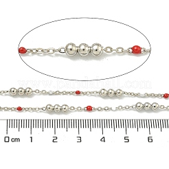 Brass Enamel Round Beaded Link Chain&nbsp;CHC-G022-07P-14