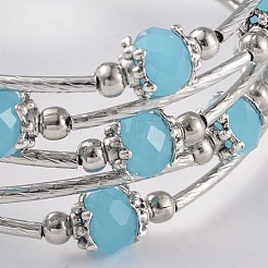 Five Loops Imitation Jade Glass Beaded Wrap Bracelets&nbsp;BJEW-JB02125