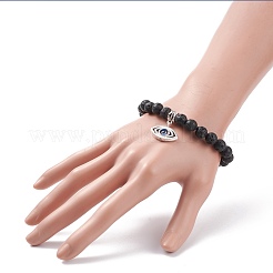 Natural Lava Rock Round Beaded Stretch Bracelet&nbsp;BJEW-JB08221