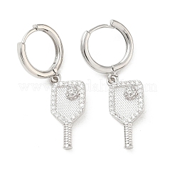 Brass Micro Pave Cubic Zirconia Dangle Hoop Earrings for Women&nbsp;EJEW-A168-04P