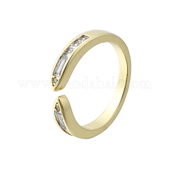 Brass Micro Pave Clear Cubic Zirconia Open Cuff Rings for Women&nbsp;RJEW-F179-06G