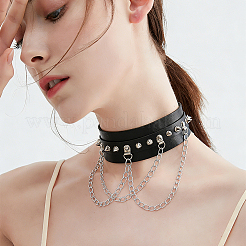 1Pc Punk PU Leather Necklaces&nbsp;NJEW-CL0001-24