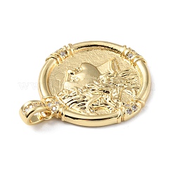 Brass Micro Pave Cubic Zirconia Pendants&nbsp;KK-P233-07G