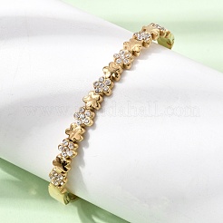 304 Stainless Steel Crystal Rhinestone Flower Hinged Cuff Bangles for Women&nbsp;SA-CBA61B8-12G