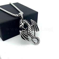 Vintage Punk 304 Stainless Steel Dragon Pendant Necklaces for Men Women&nbsp;LN2860