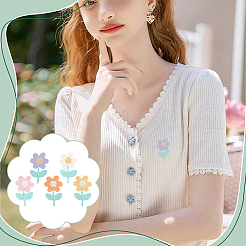 50Pcs 5 Colors Flower Polyester Embroidery Costume Accessories&nbsp;DIY-FG0006-92