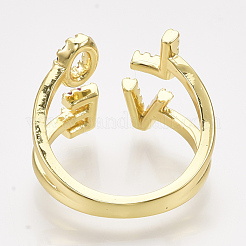Brass Micro Pave Cubic Zirconia Cuff Rings&nbsp;RJEW-S044-050