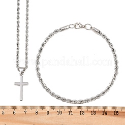 Alloy Cross Pendant Necklaces & Chain Bracelets Sets for Women&nbsp;SJEW-A002-01P