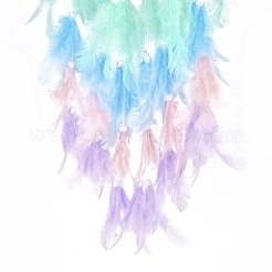Iron Woven Web/Net with Feather Pendant Decorations&nbsp;LS-AJEW-P097-08