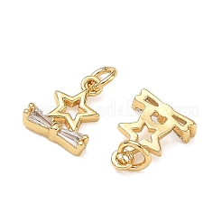 Brass Micro Pave Clear Cubic Zirconia Charms&nbsp;CU-CBAF0F8-16I-G