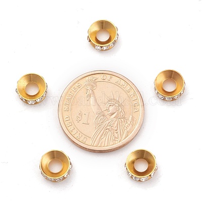 Brass Rhinestone Spacer Beads&nbsp;RB-A020-9mm-01G-1