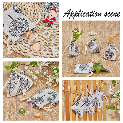 Tree Pattern Burlap Packing Pouches&nbsp;ABAG-PH0002-47-1