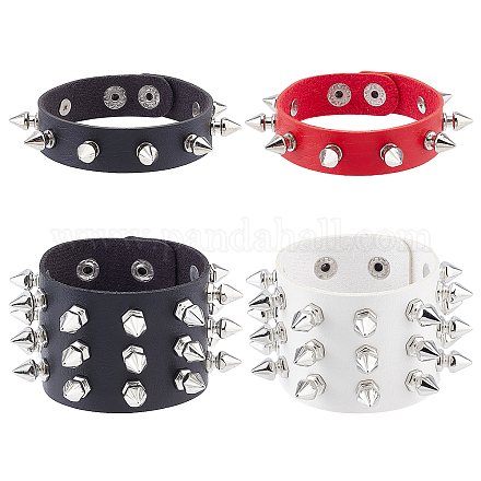 Men's Punk Black Leather Spider Chain Bracelet – Adjustable Cuff Wristband (Faux Leather, Alloy)