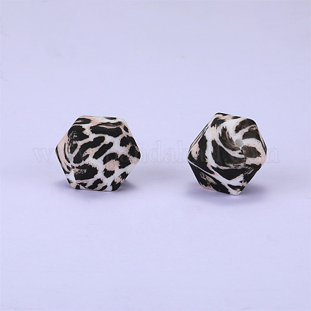 Colorful Pattern Printed Silicone Focal Beads SI-JX0022A-01-1